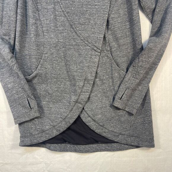 Lululemon Heathered Gray Long Sleeve Thats A Wrap Cardigan Sweater Jacket Size 6 - Picture 4 of 8